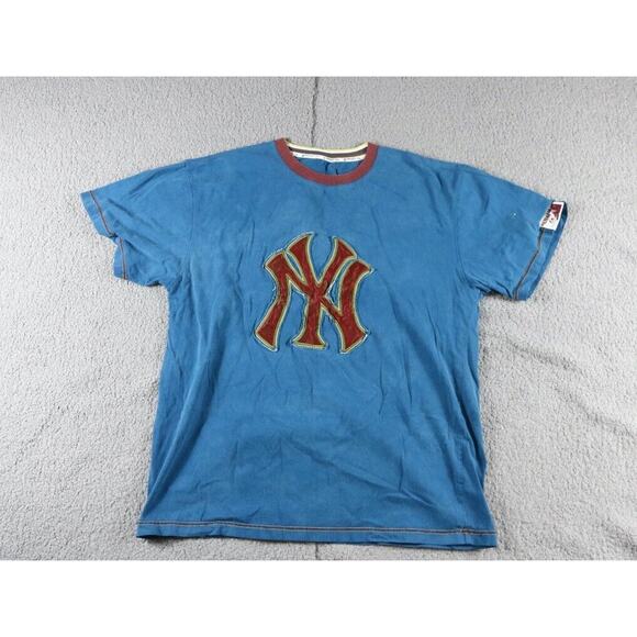 VTG Majestic Homebase Collection T Shirt Mens L Blue NY Yankees Embroidered Logo - Picture 1 of 5